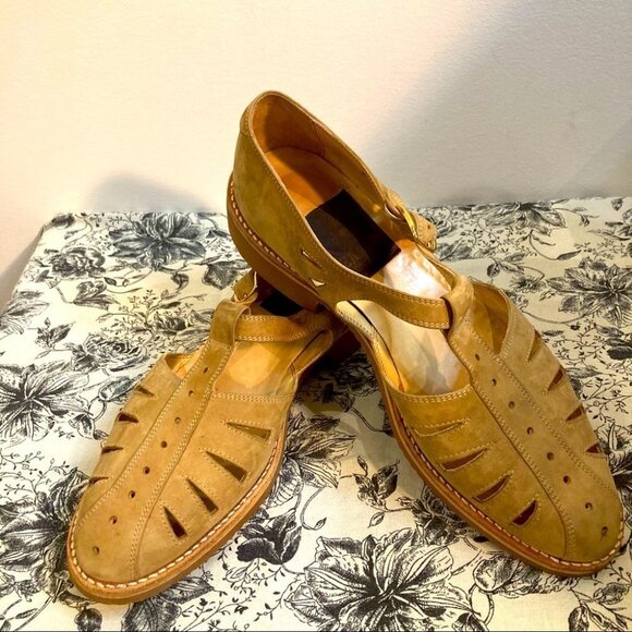 ZARCO Sz 10 Fisherman Suede T-Post Sandals Made  in Portugal by Carlos Santana - Picture 1 of 10